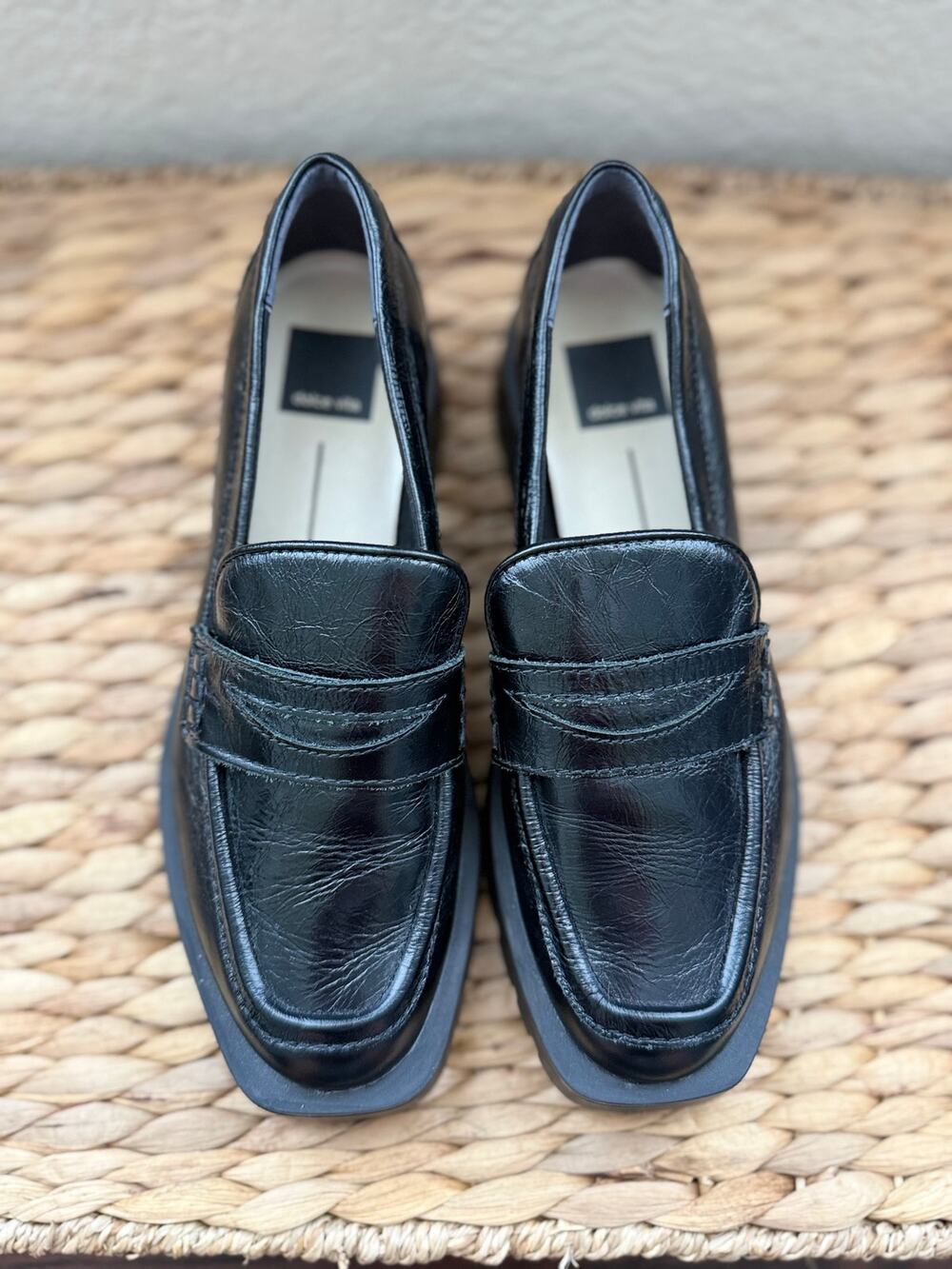 Dolce Vita Noles Black Leather Lug Sole Penny Loafers Women’s Size 7